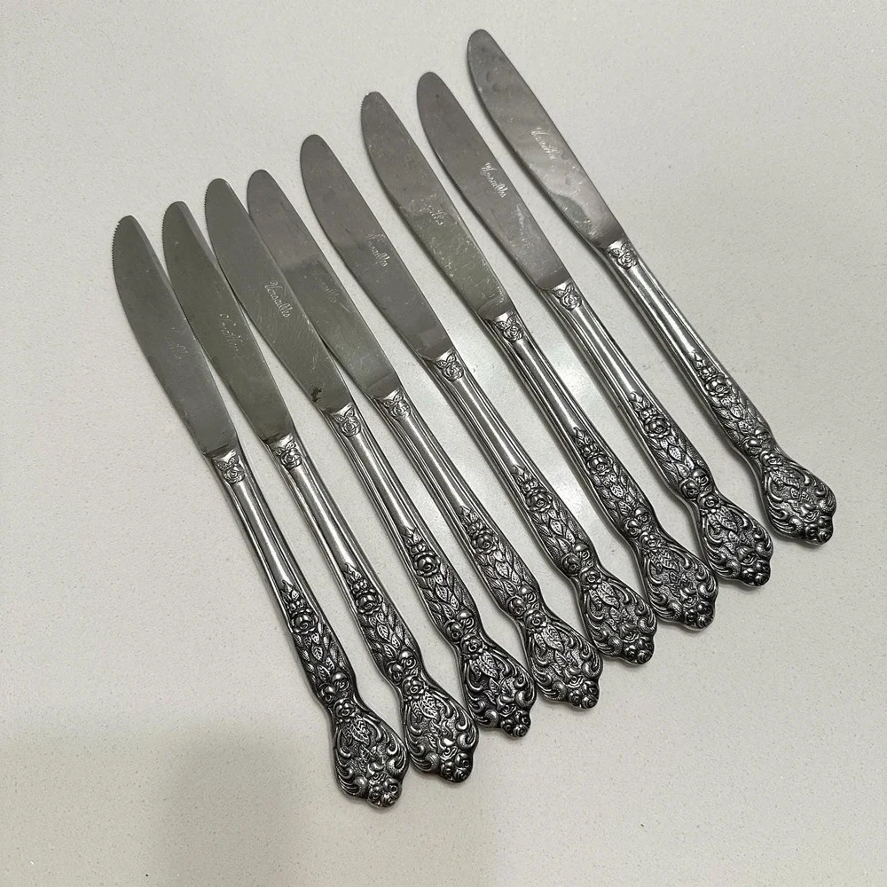 Vintage VERSAILLES Butter Knife Stainless by MSI Japan Flatware Lot of‎ 8 Floral - Picture 4 of 9